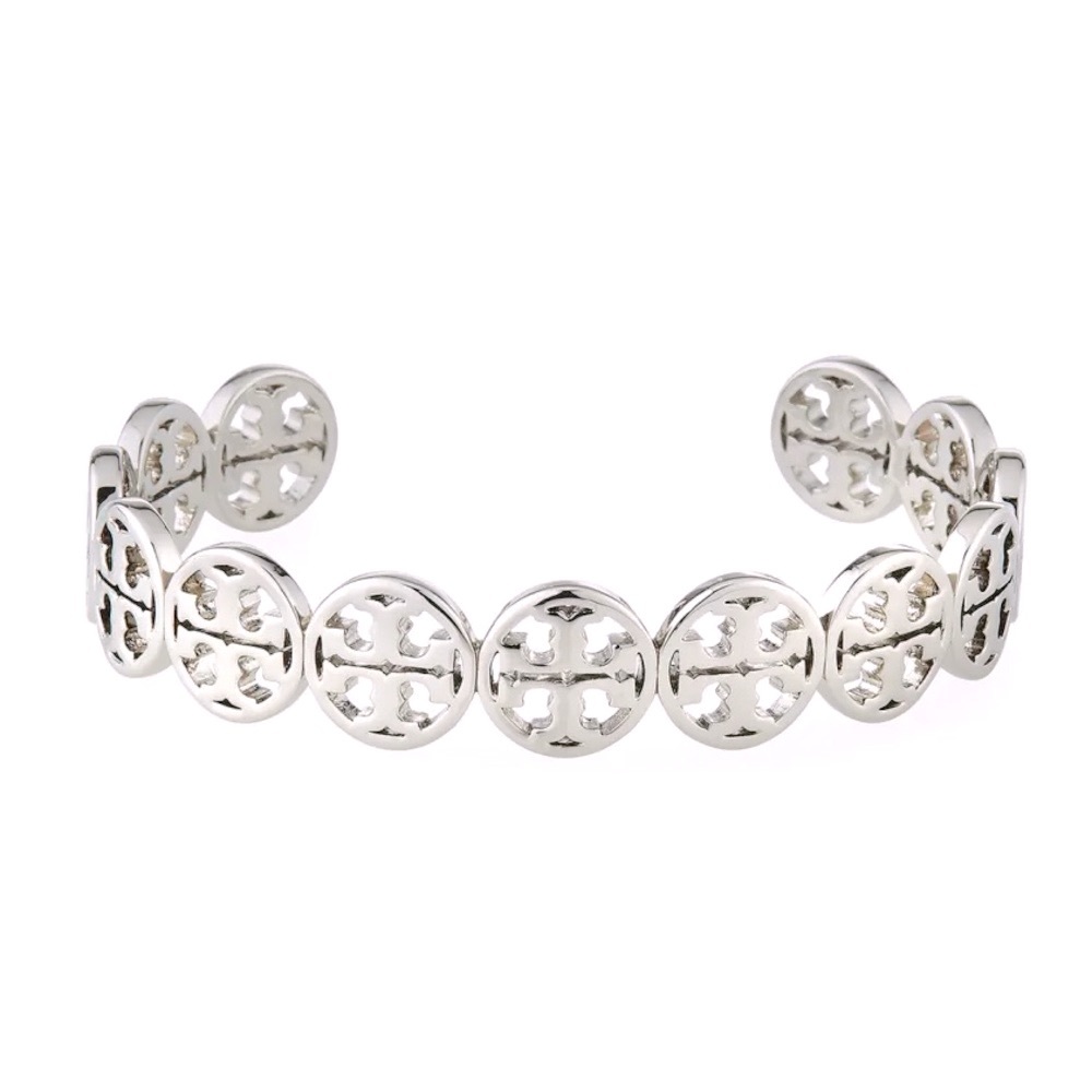 Offers Welcome!! Tory Burch Frozen Logo Cuff - Silver Plated